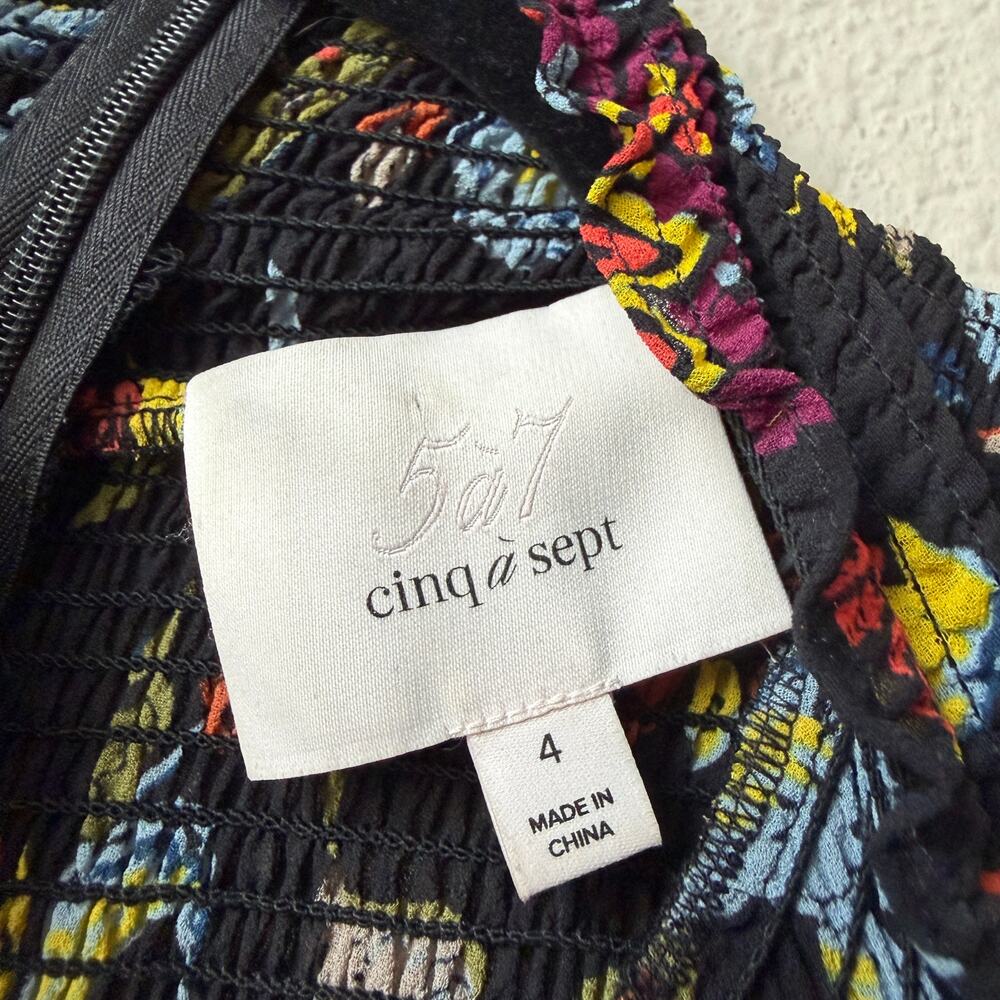 Cinq a Sept Rika Floral Paisley Long Sleeve Mini Dress Size 4 - Picture 4 of 6
